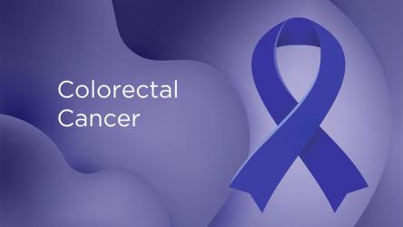 Visuel illustratif avec le ruban de mars bleu dédié au cancer colorectal