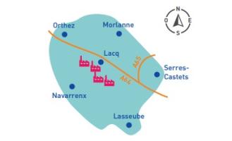 visuel zone d'étude : Orthez, Morlanne, Lacq, Serres-Castets, Navarrenx, Lasseube