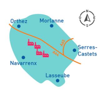 Dessin de la zone d'étude concernée du bassin de Lacq