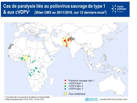 Carte sur la situation endémique de la poliomylétite