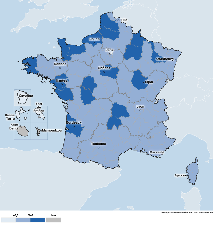 Couverture vaccinale 2018-2019 pour le vaccin contre la grippe chez les personnes à risque