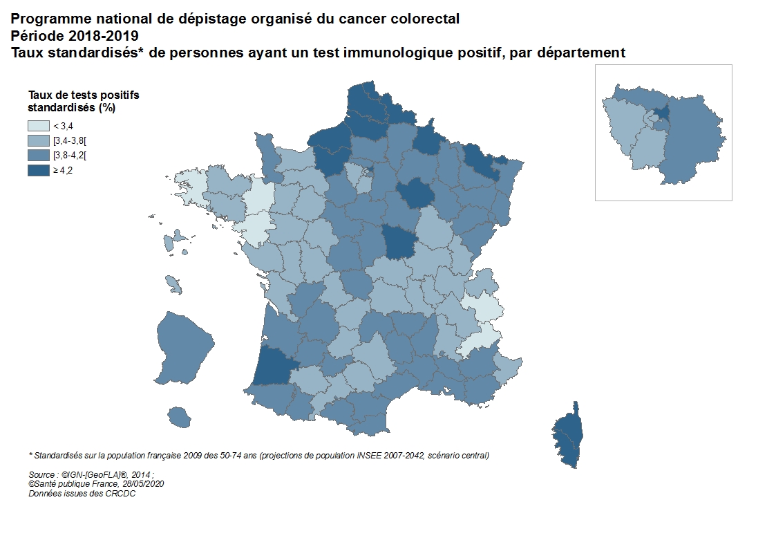 Taux standardisés de personnes ayant un test immunologique positif