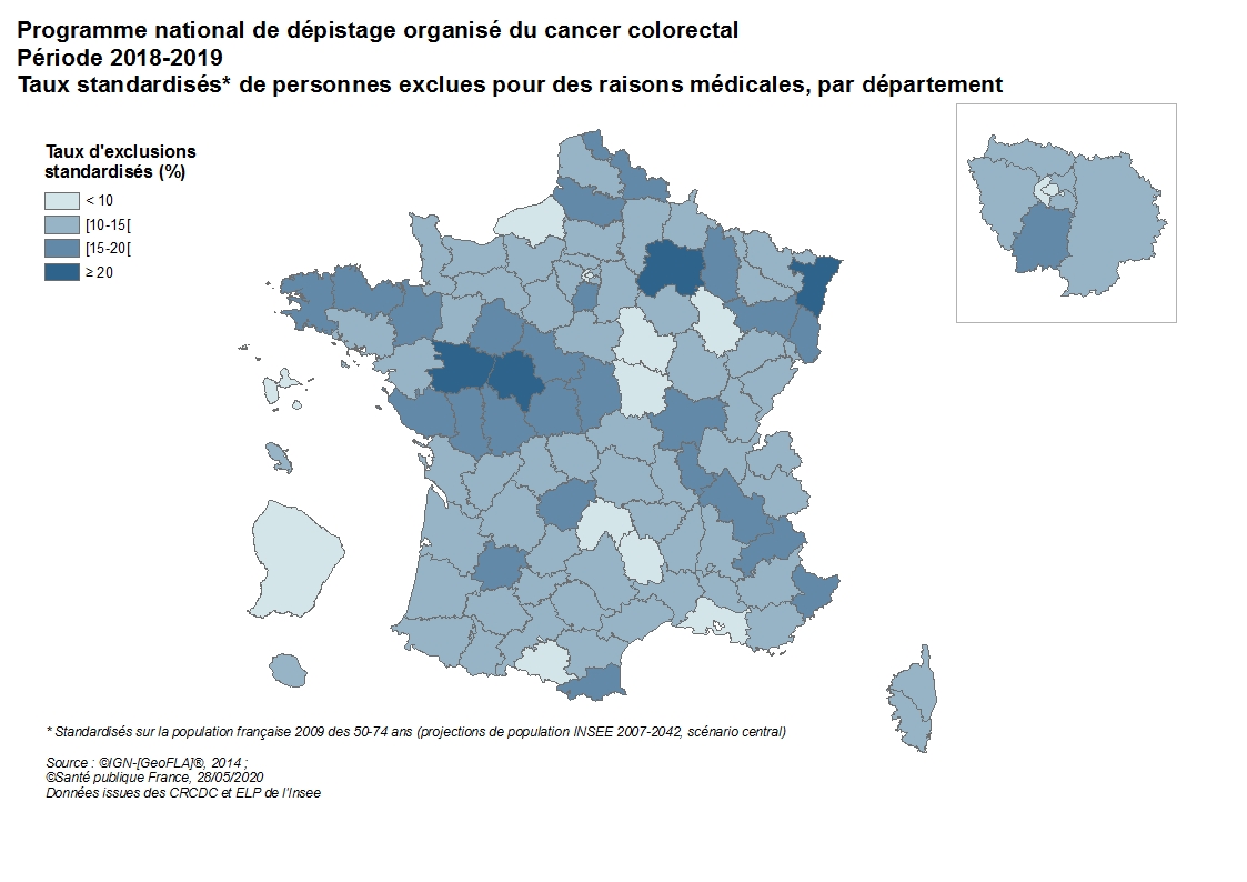 Taux standardisés de personnes exclues pour des raisons médicales