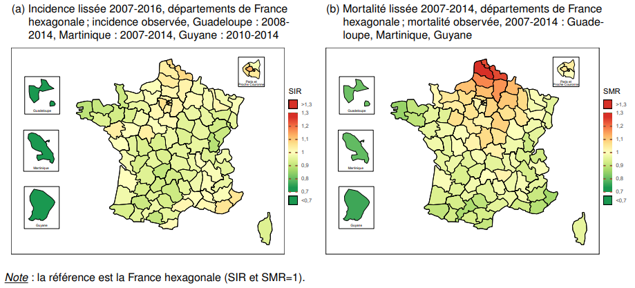 Rapports standardisés d’incidence et de mortalité du cancer du sein