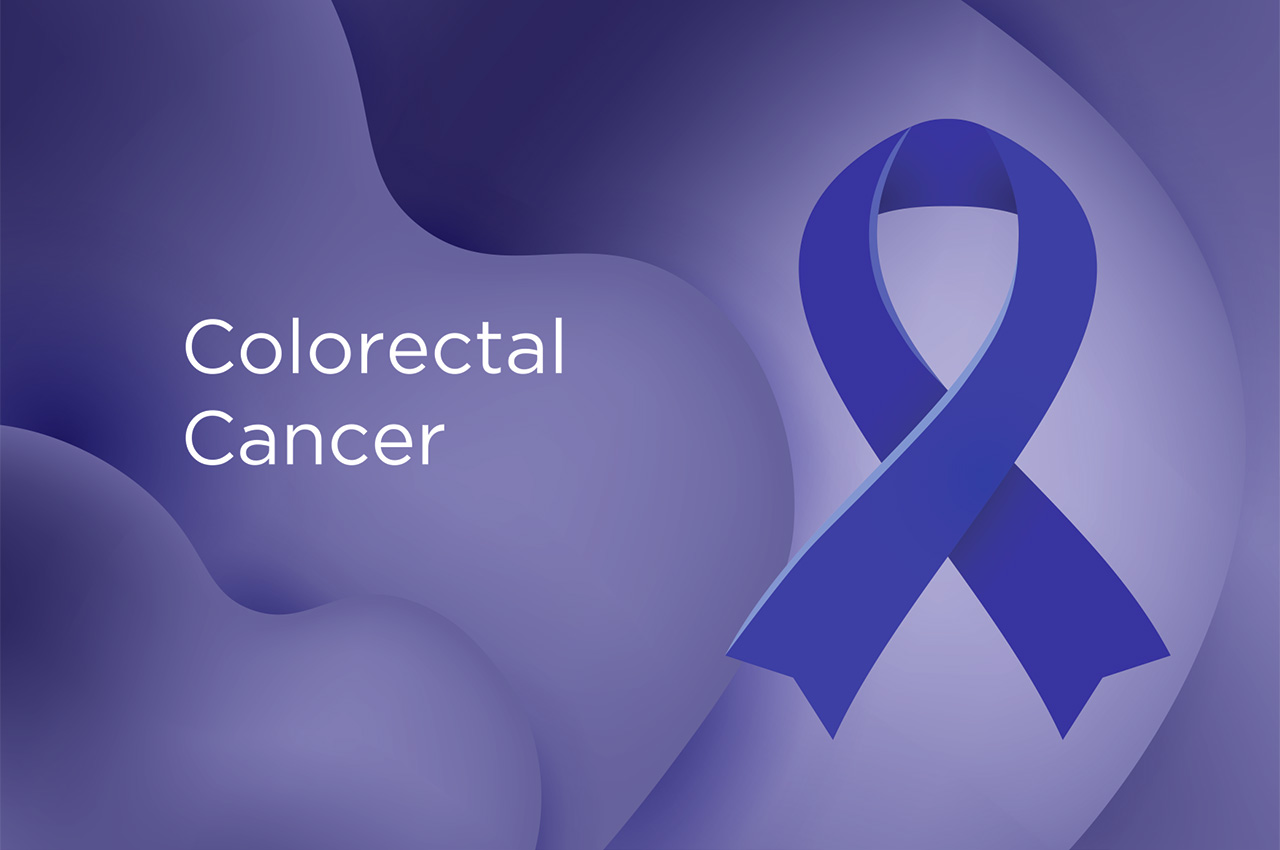 Visuel illustratif avec le ruban de mars bleu dédié au cancer colorectal